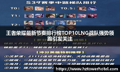 王者荣耀最新节奏排行榜TOP10LNG战队强势领跑引发关注
